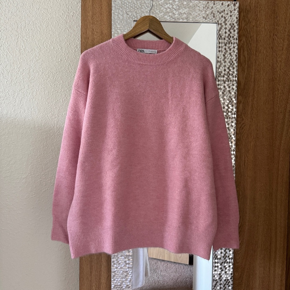 Zara relaxed fit pink sweater_S